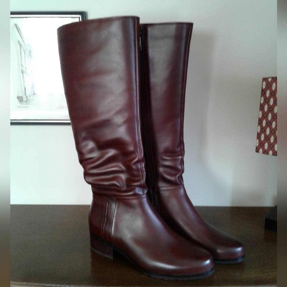 NEW! Naturalizer Waterproof Burgundy Knee-High Leather Boots